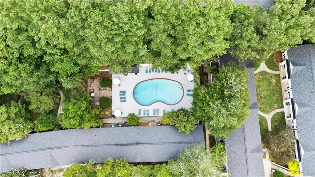 Aerial view of a pool area