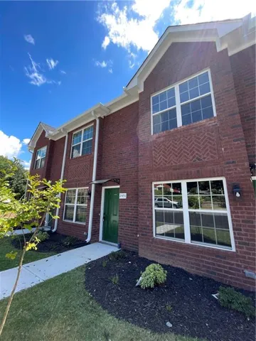 Brick exterior with white trim