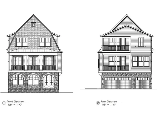 Drawing of front and rear of home.
