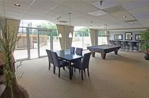 Game room featuring a drop ceiling, carpet, and pool table