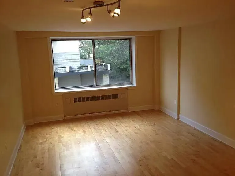 Unfurnished dining area featuring radiator and light wood finished floors