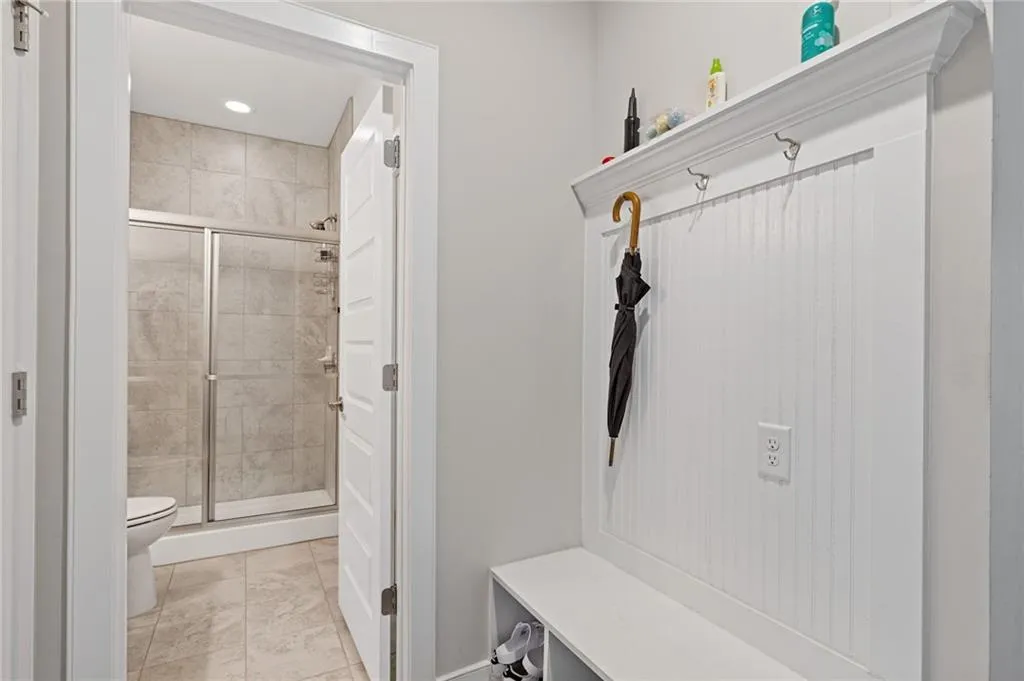 Mudroom with recessed lighting