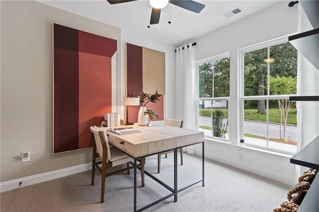 Bedroom on ground floor with full bathroom attached. Pictures are of model home