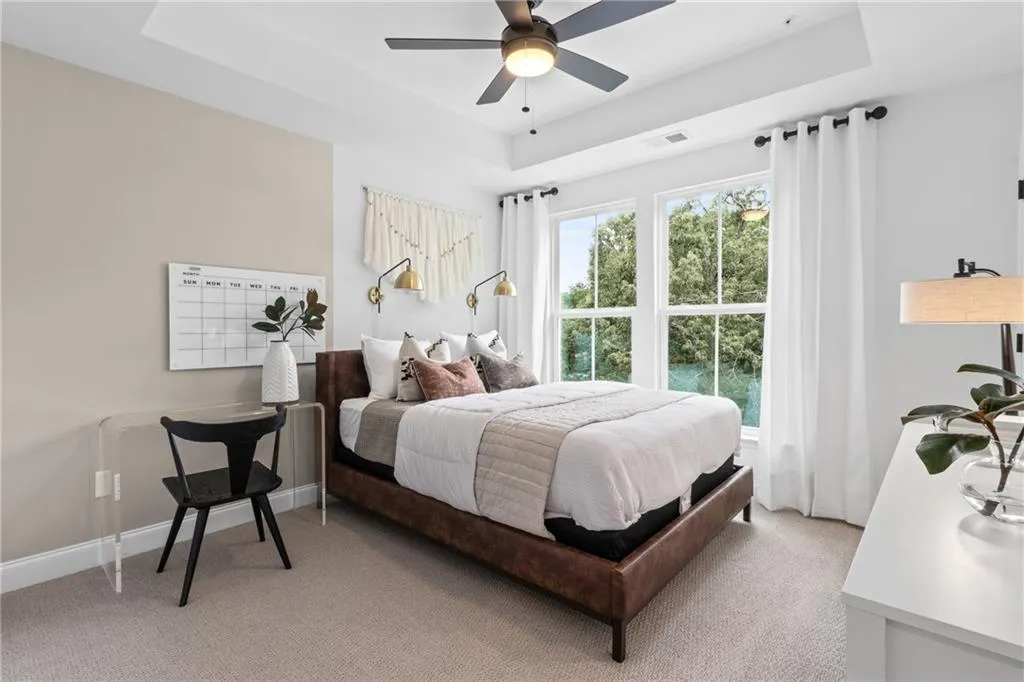 Secondary bedroom with full bathroom attached. Pictures are of model home