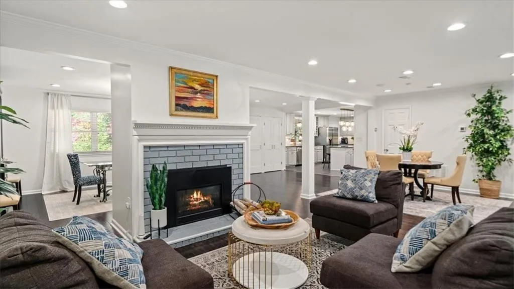 Lovely seating area by the fireplace