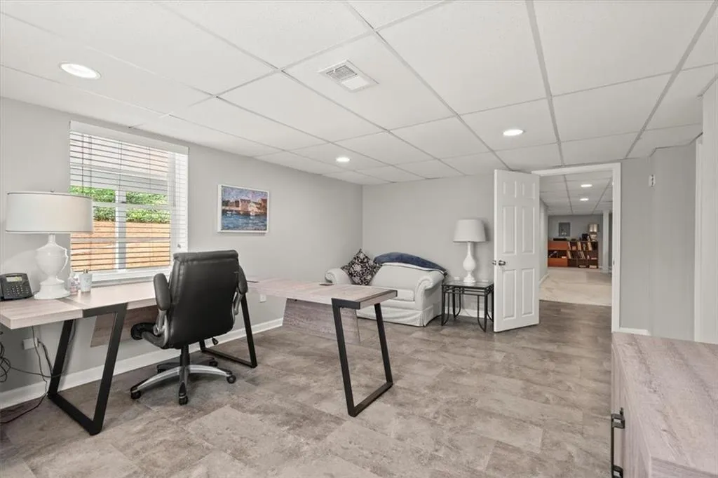 Office area with light tile floors.