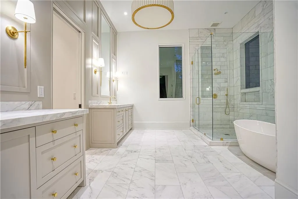 Bathroom with plus walk in shower and vanity