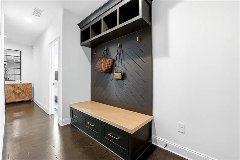 Custom Designed and Built Mudroom Drop Zone with custom cabinetry