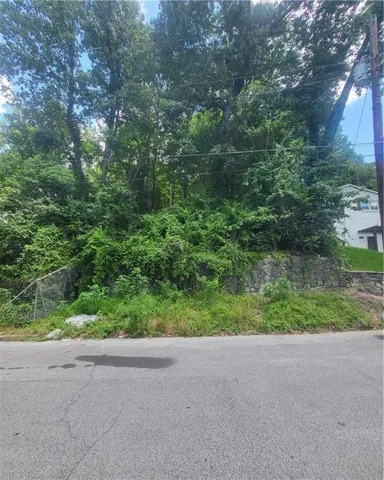 Natural wooded setting with a stone retaining wall