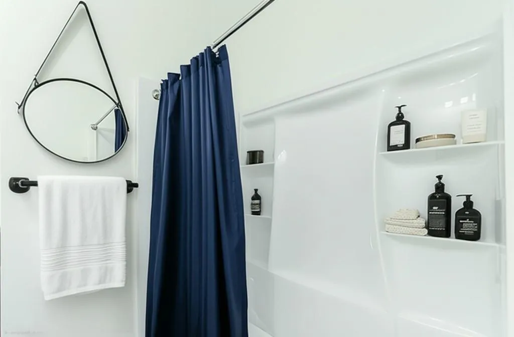 Bathroom featuring shower / tub combo with curtain