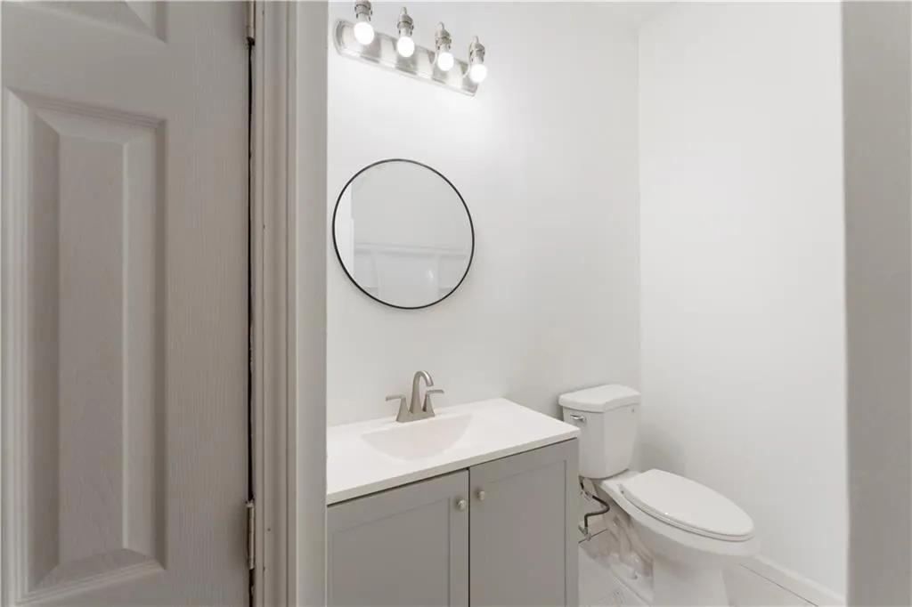 Bathroom featuring vanity and tile patterned floors