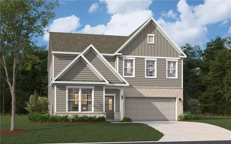 Multi-gabled roofline with a blend of siding and brick veneer