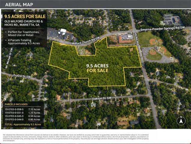 Aerial Map, Property Overview. Displaying the geographic location and boundary of the property, including parcel details and total acreage