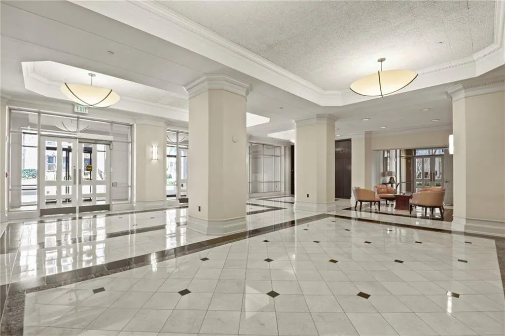 Lobby with ornamental molding