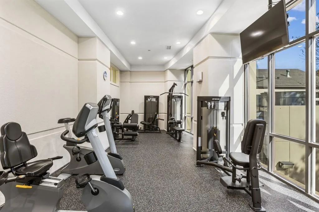 Gym featuring recessed lighting