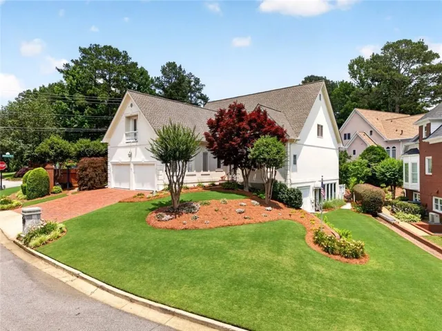 Front side view of home-showing gorgeous lawn
