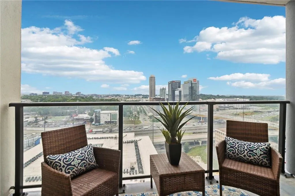 Balcony with a view of city