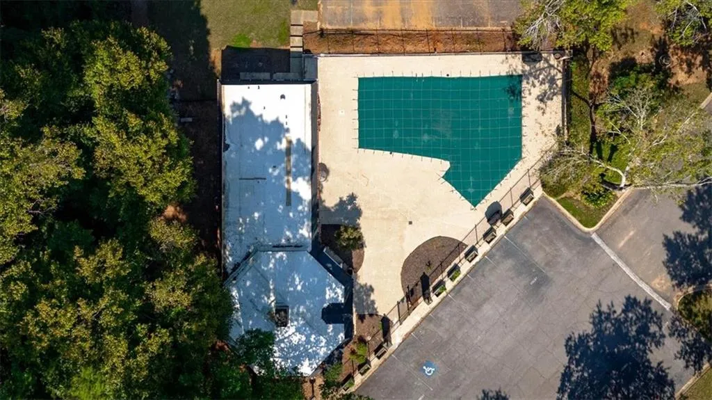 Aerial view of property and amentities.