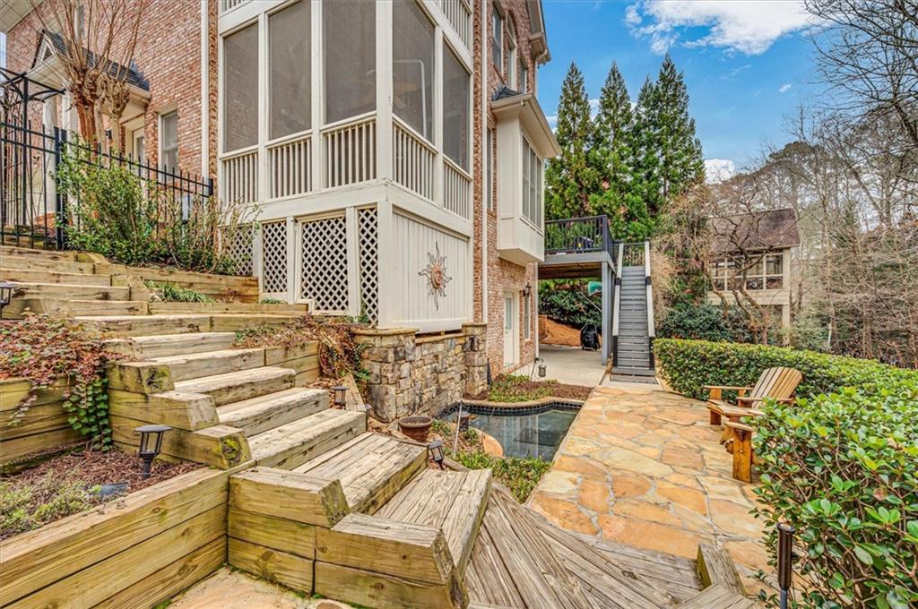Wooden terrace with a patio