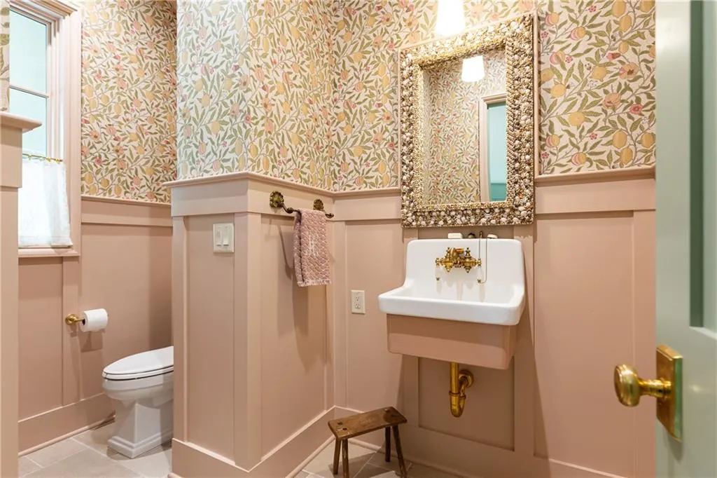 Powder room at garage entry