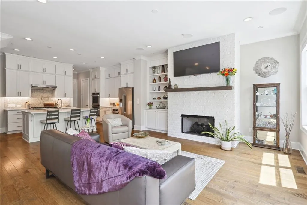 Cabinets in island provide additional storage