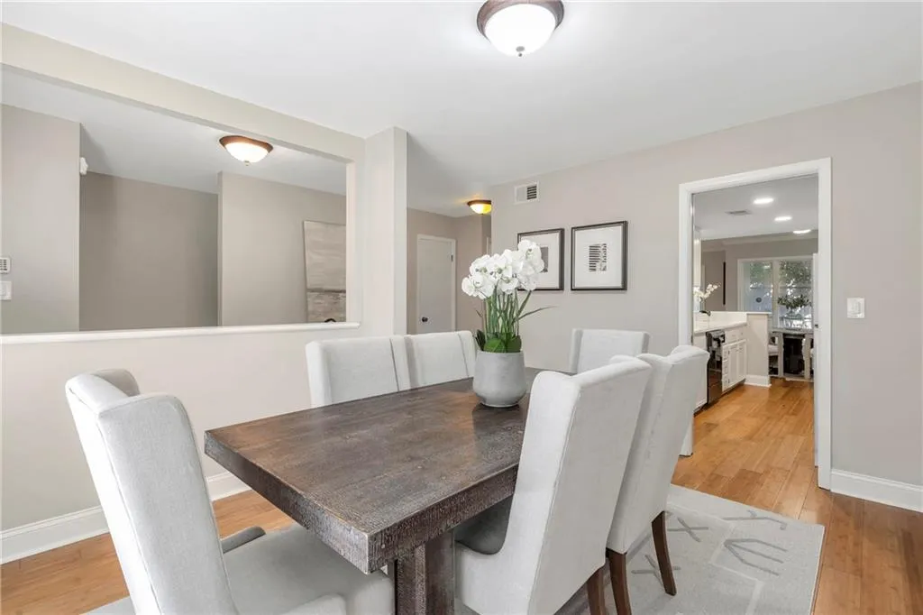 Dining space featuring light wood finished floors