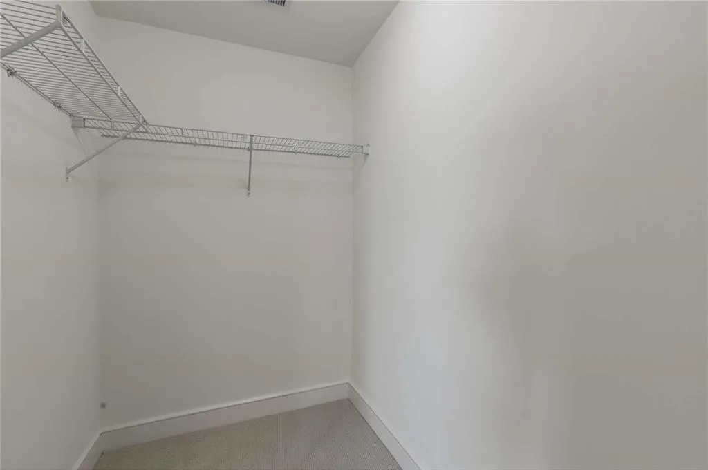 Spacious closet with light carpet