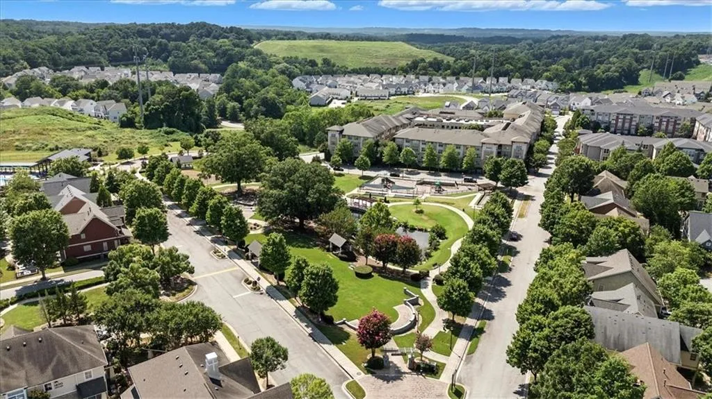 Aerial perspective of suburban area