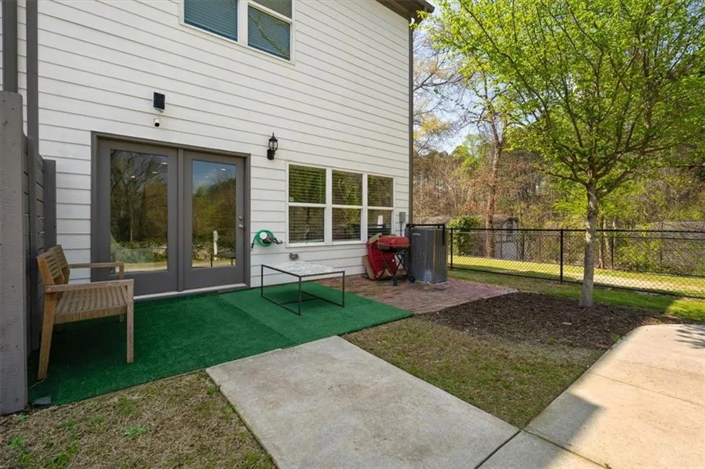 View of patio featuring french doors