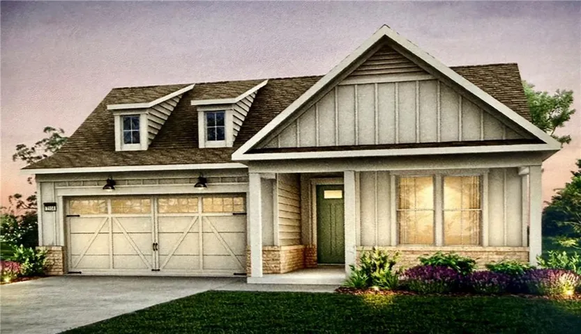 View of front facade featuring brick siding, board and batten siding, a porch, and a shingled roof