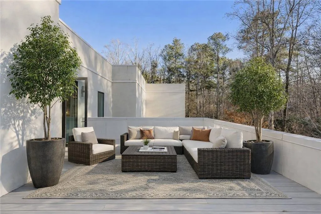 Private patio for the primary bedroom. Staged