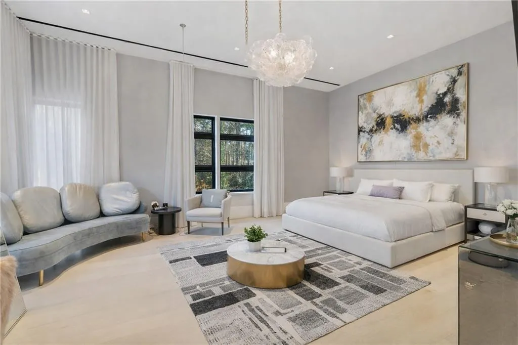 Secondary bedroom and bath. Staged.