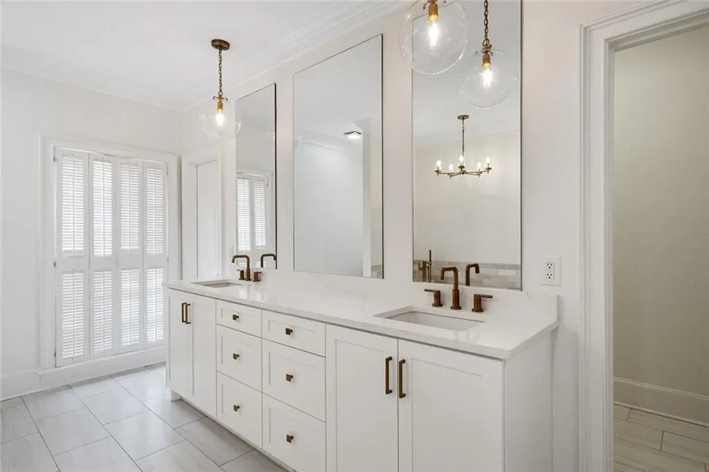 Custom-built double vanity -Primary bath