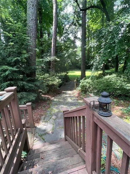 View of yard with a deck