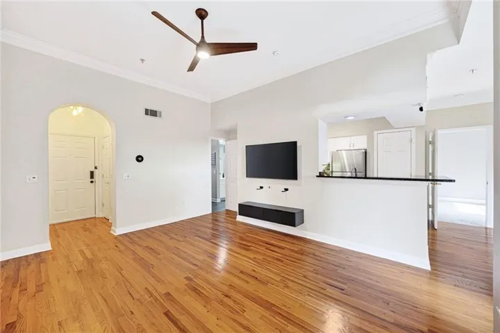 View from living room to kitchen