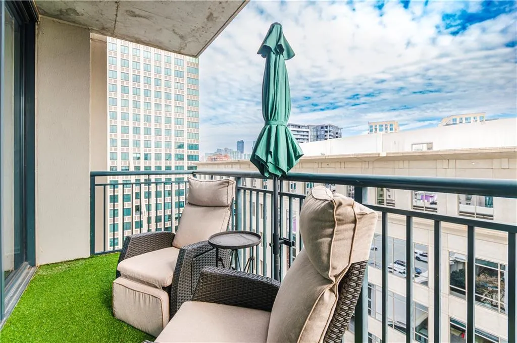 Balcony with a view of city