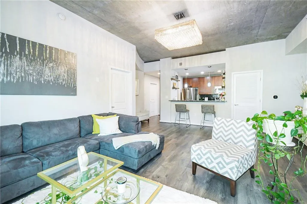 Living area featuring wood finished floors