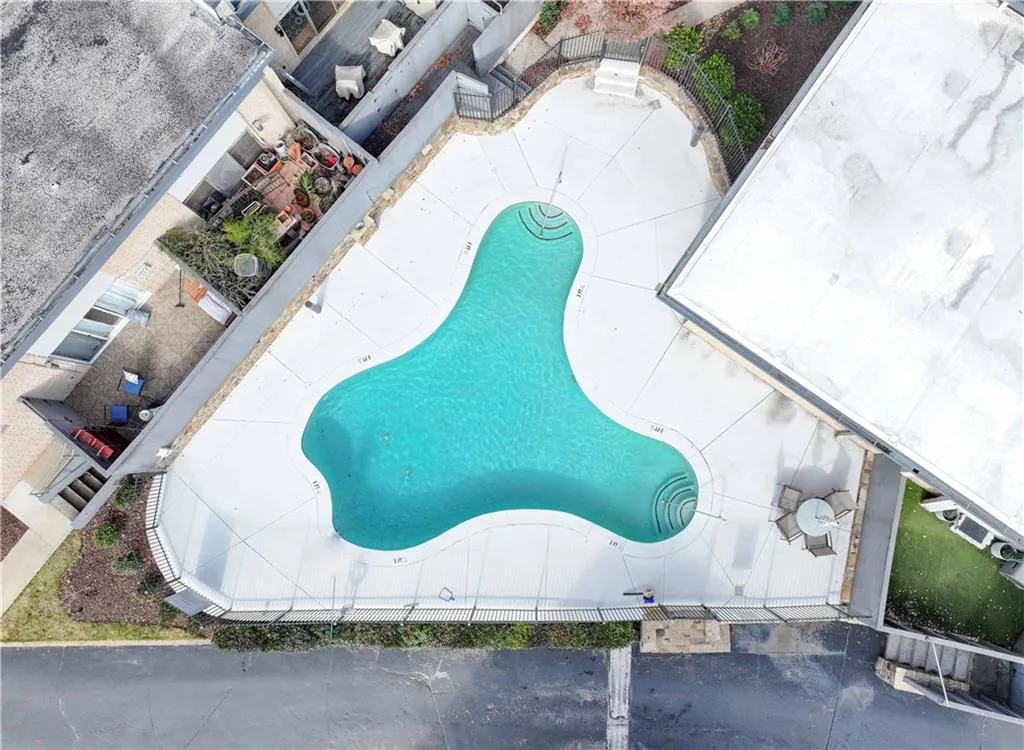 Aerial view of a pool area