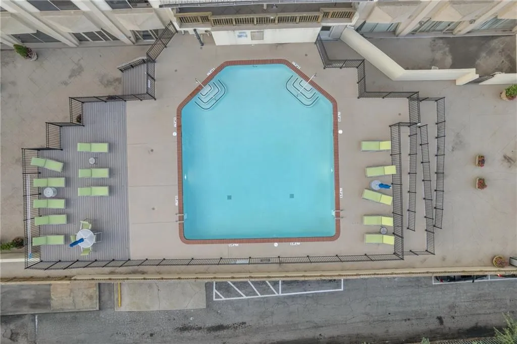 Aerial view of a pool area