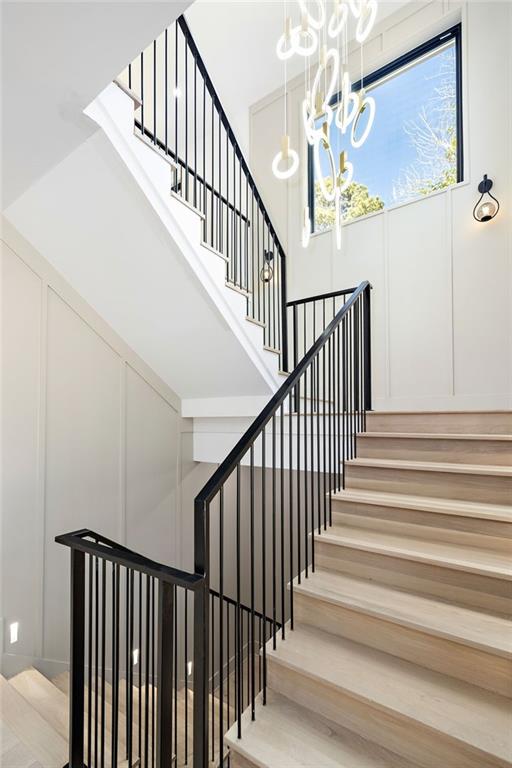 Staircase leading the the upper level.