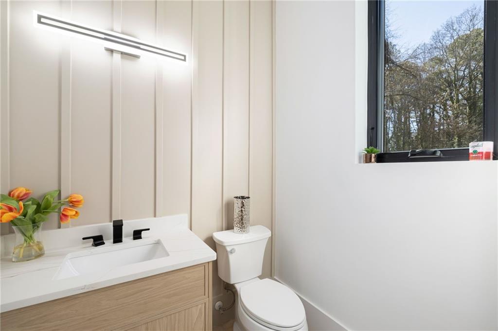Powder bathroom on the main level.
