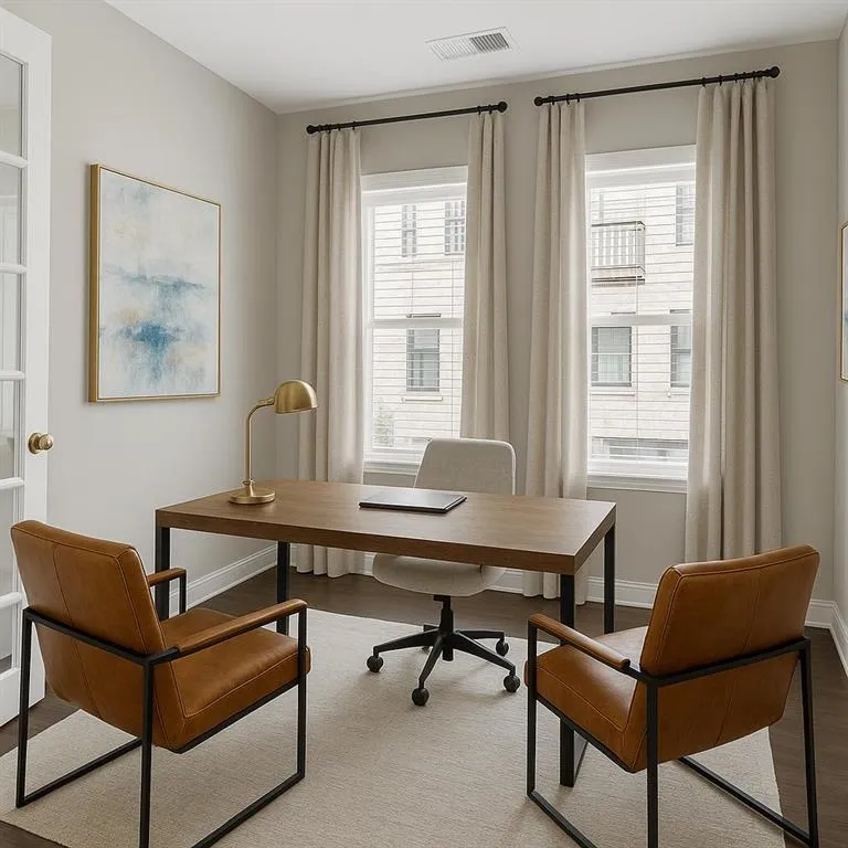 2nd bedroom virtually staged as home office