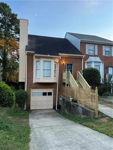 Brick facade with a bay window