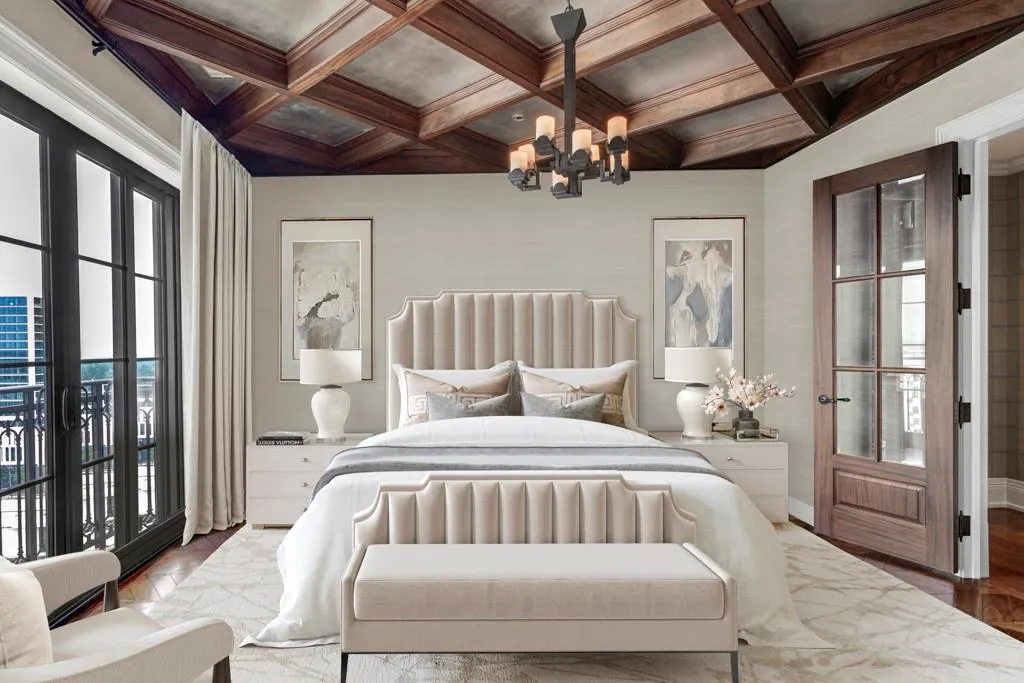 Virtually staged bedroom currently used as office