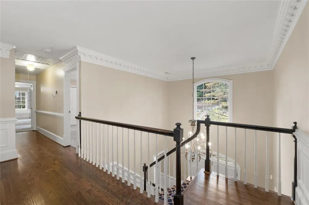 Upstairs hallway with hardwoods