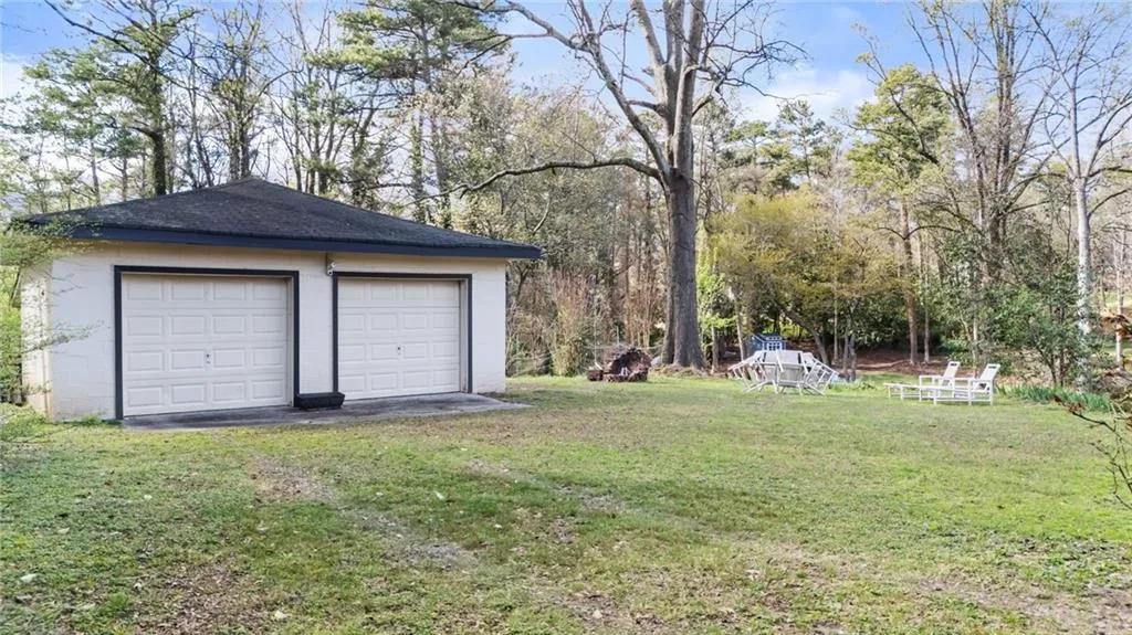 View of detached garage