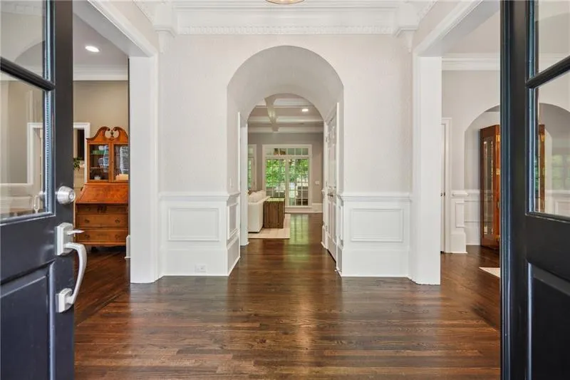 Foyer equipped with custom wallpaper