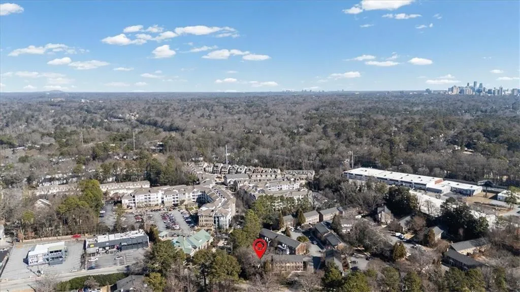 Bird's eye view of a heavily wooded area
