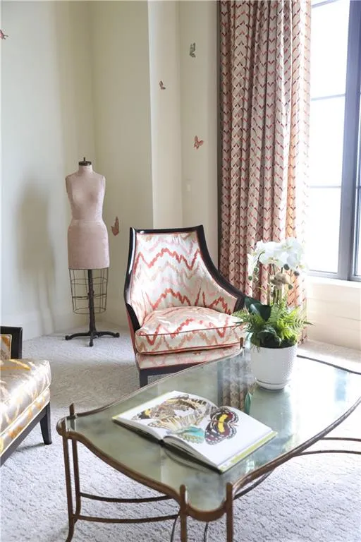 Living area featuring carpet