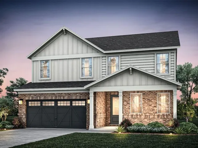 Craftsman-style home featuring covered porch, a garage, board and batten siding, and a shingled roof
